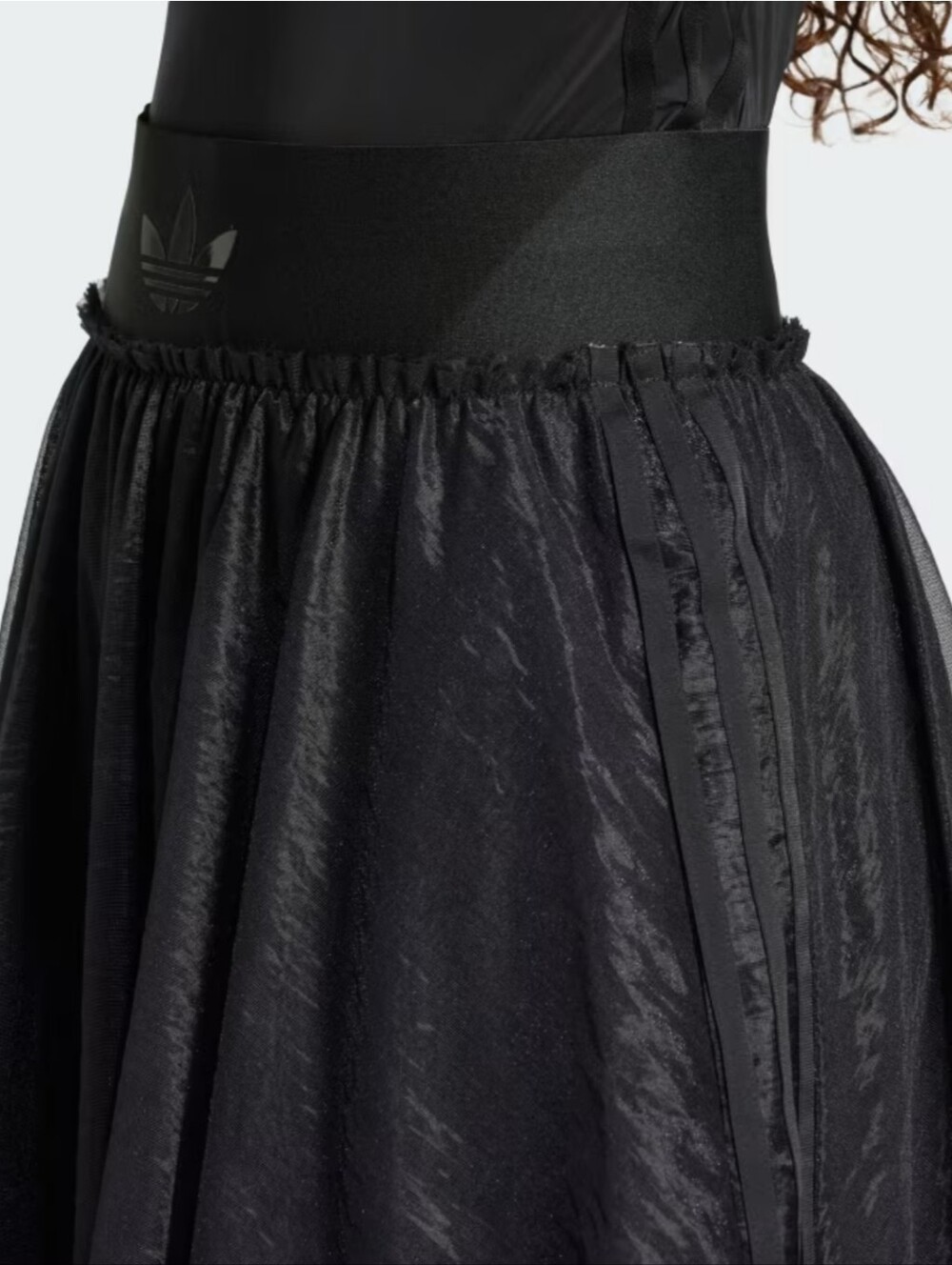 NWT Adidas Originals Waistband Tulle Maxi Skirt | Black, XL - Picture 8 of 9